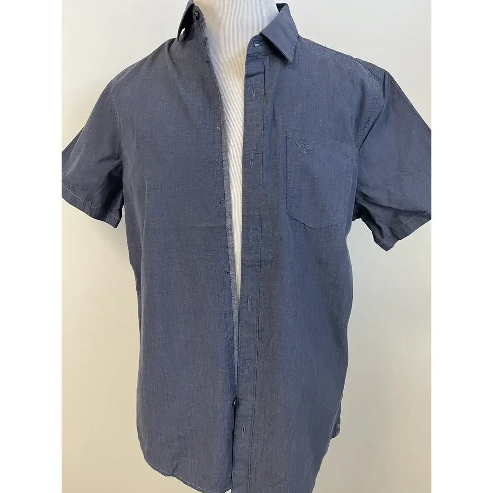 PME Legend Shirt Mens Large Button Up Defect Open Front Blue Factory Seconds N47